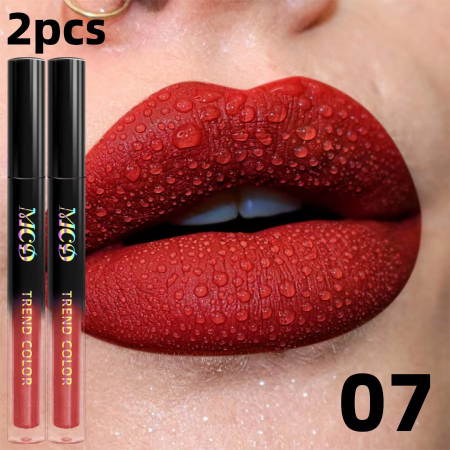 Matte Velvet Lip Gloss – 19 Shades | Waterproof & Long-Lasting